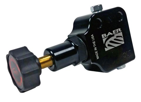 Baer Brakes Proportioning Valves 2000035 Brake Valve, Knob Adjustment, 3/8-24 in. Inverted Flare, Single Inlet/Outlet, Aluminum, Black Anodized, Each
