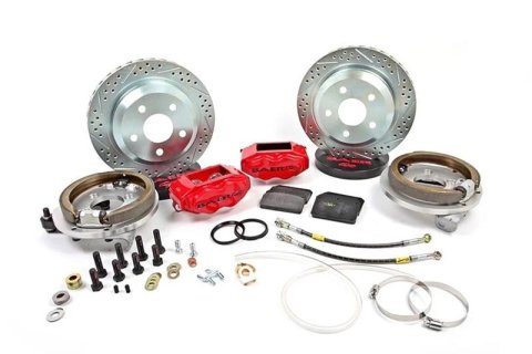 Baer Brakes SS4 Disc Brake Systems 4262261S Kits, Systems, Rear, Cross-drilled/Slotted Rotors, Silver Powdercoated Calipers, Big Ford (3.500 in. x 2.375 in.), Kit