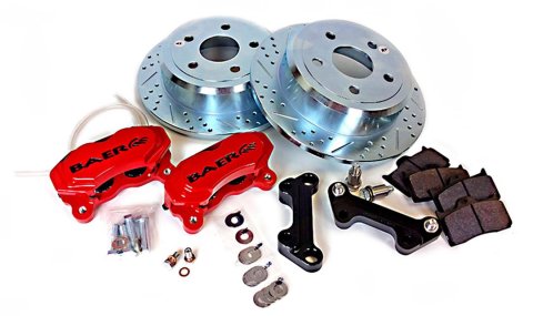 Baer Brakes Rear SS4 Disc Brake Kits 4402000B Kit, SS4, Rear, Cross-drilled/Slotted Rotors, 4-piston Black Powdercoated Calipers, Jeep, Kit