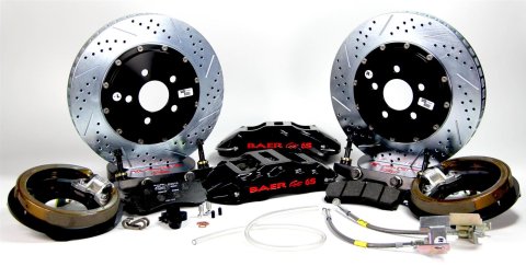 Baer Brakes Claw Extreme+ Disc Brake Systems for 1975-1986 C10, 1960-1967 C10 PANEL, 1960-1974 PICKUP - 4302469B Kit, Extreme+, Rear, Cross-drilled/Slotted Rotors, 6-piston Black Powdercoated Calipers, Chevy, GMC, Kit