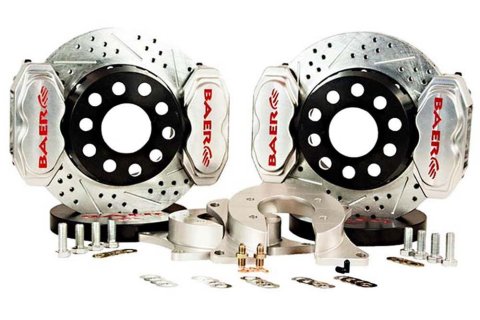 Baer Brakes SS4+ Disc Brake Systems 4262319C Kits, SS4 Plus, Rear, Cross-drilled/Slotted Rotors, Clear Powdercoat Calipers, GM 8.5/8.875 in. (12-bolt) Pass. Car, Small Ford Flange, Kit