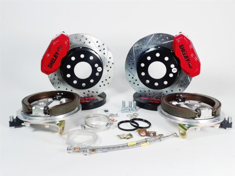 Baer Brakes SS4+ Disc Brake Systems 4262343R Kits, SS4 Plus Systems, Rear, Cross-drilled/Slotted Rotors, 4-piston Red Powdercoated Calipers, Ford, Kit