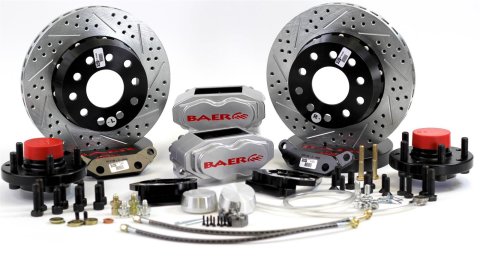 Baer Brakes SS4+ Disc Brake Systems 4301447S Kit, SS4+, Front, Cross-drilled/Slotted Rotors, 4-piston Silver Powdercoated Calipers, Buick, Chevy, Oldsmobile, Pontiac, Kit
