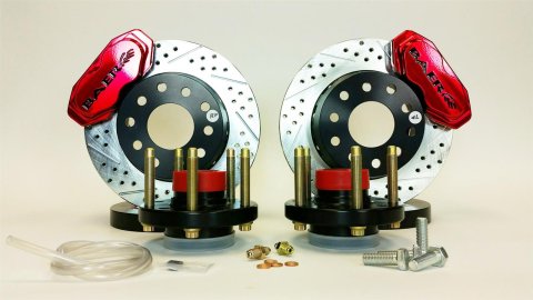 Baer Brakes SS4+ Disc Brake Systems 4261372FR Kits, SS4 Plus Systems, Front, Cross-drilled/Slotted Rotors, 4-piston Fire Red Powdercoated Calipers, Ford, Mercury, Kit