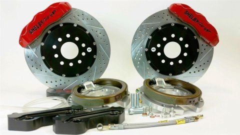 Baer Brakes Claw Pro+ Disc Brake Systems 4262237R Kit, Pro+, Rear, Cross-drilled/Slotted Rotors, 6-piston Red Powdercoated Calipers, Ford, Kit