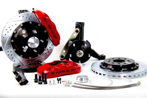 Baer Brakes Claw Pro+ Disc Brake Systems 4301414R Kit, Pro+, Front, Cross-drilled/Slotted Rotors, 6-piston Red Powdercoated Calipers, Buick, Chevy, GMC, Oldsmobile, Pontiac, Kit