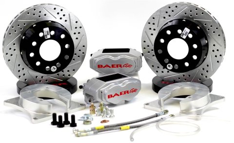 Baer Brakes SS4+ Disc Brake Systems 4262325S Kits, SS4 Plus Systems, Rear, Cross-drilled/Slotted Rotors, Silver Powdercoated Calipers, Ford 8/9 in., Torino Bearing, RWD, Kit