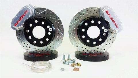 Baer Brakes SS4+ Deep Stage Drag Race Disc Brake Kits 4301458C Kit, Stage, Front, 4-Piston Caliper, Clear Powdercoated, Drilled/Slotted, TRZ Motorsports Spindles, Kit