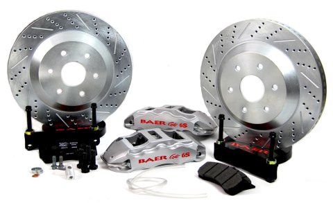 Baer Brakes Claw Extreme+ Disc Brake Systems 4261061S Kits, Extreme Plus Systems, Front, Cross-drilled/Slotted Rotors, 6-piston Silver Powdercoated Calipers, Ford, Kit