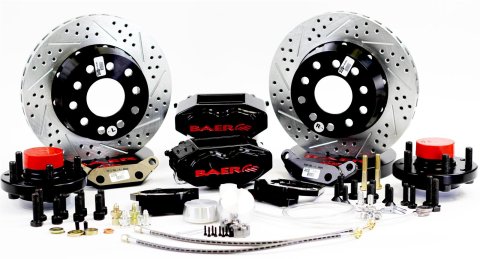 Baer Brakes SS4+ Disc Brake Systems 4141051B Kits, SS4 Plus Systems, Front, Cross-drilled/Slotted Rotors, 4-piston Black Powdercoated Calipers, Dodge, Plymouth, Kit