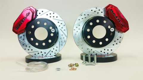 Baer Brakes SS4+ Deep Stage Drag Race Disc Brake Kits 4301455FR Kit, Stage, Front, 4-Piston Caliper, Fire Red Powdercoated, Drilled/Slotted, Chevrolet, Kit