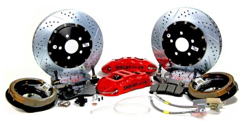 Baer Brakes Claw Extreme+ Disc Brake Systems 4262340R Kits, Extreme Plus Systems, Rear, Cross-drilled/Slotted Rotors, 6-piston Red Powdercoated Calipers, Ford, Kit
