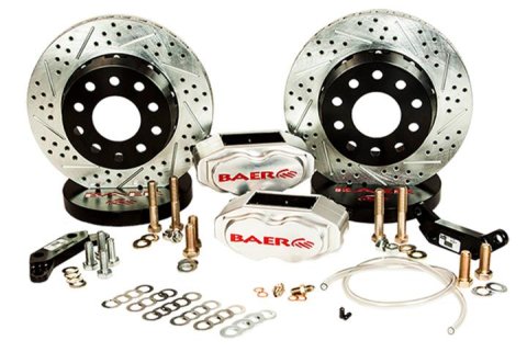 Baer Brakes SS4+ Deep Stage Drag Race Disc Brake Kits 4301455C Kit, Stage, Front, 4-Piston Caliper, Clear Powdercoated, Drilled/Slotted, Chevrolet, Kit