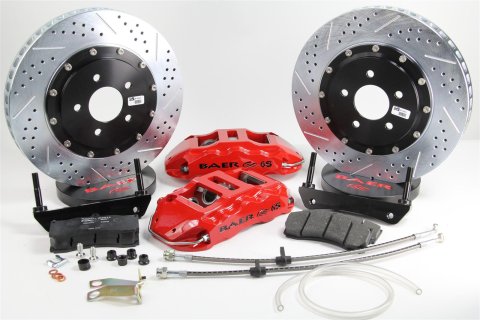 Baer Brakes Claw Extreme+ Disc Brake Systems 4301016R Kits, Extreme Plus Systems, Front, Cross-drilled/Slotted Rotors, 6-piston Red Powdercoated Calipers, Chevrolet, Kit