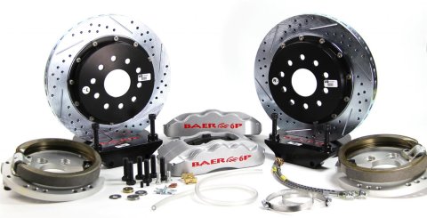 Baer Brakes Claw Pro+ Disc Brake Systems for 1979-1992 MUSTANG - 4262292S Kits, Pro Plus Systems, Rear, Cross-drilled/Slotted Rotors, 6-piston Silver Powdercoated Calipers, Ford, Kit