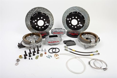 Baer Brakes SS4 Disc Brake Systems 4302309S Kit, SS4, Rear, Cross-drilled/Slotted Rotors, 4-piston Silver Powdercoated Calipers, Buick, Chevy, GMC, Oldsmobile, Pontiac, Kit