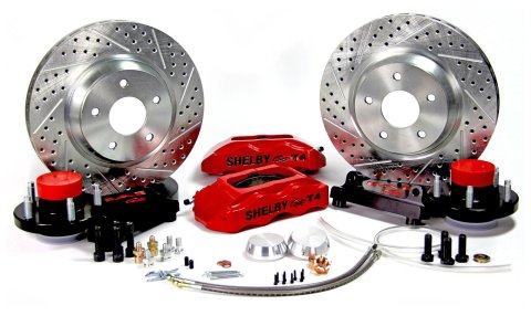 Baer Brakes Track4 Disc Brake Systems 4261294R Kits, Systems, Front, Cross-drilled/Slotted Rotors, 4-piston Red Powdercoated Calipers, Ford, Mercury, Kit
