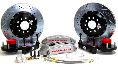 Baer Brakes Claw Extreme+ Disc Brake Systems 4261557S Kit, Extreme+, Front, Cross-drilled/Slotted Rotors, 6-piston Silver Powdercoated Calipers, Designed To Fit TCI Spindles, Kit
