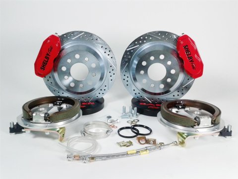 Baer Brakes SS4 Disc Brake Systems 4262344R Kits, Systems, Rear, Cross-drilled/Slotted Rotors, 4-piston Red Powdercoated Calipers, Ford, Kit