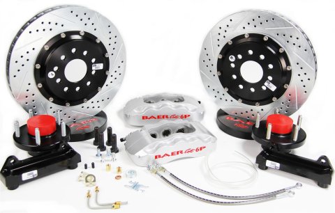 Baer Brakes Claw Pro+ Disc Brake Systems 4261282S Kits, Pro Plus, Front, Cross-drilled/Slotted Rotors, Silver Calipers, Designed for Use with Alston Chassisworks Spindles, RWD,Kit