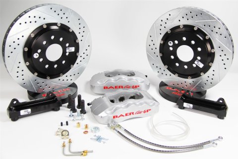 Baer Brakes Claw Pro+ Disc Brake Systems 4301446S Kit, Pro+, Front, Cross-drilled/Slotted Rotors, 6-piston Silver Powdercoated Calipers, Pontiac, Kit
