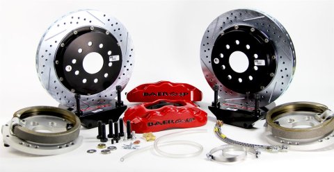 Baer Brakes Claw Pro+ Disc Brake Systems 4262293R Kits, Pro Plus Systems, Rear, Cross-drilled/Slotted Rotors, 6-piston Red Powdercoated Calipers, Ford, Kit