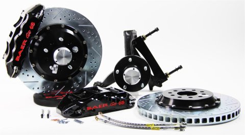 Baer Brakes Claw Extreme+ Disc Brake Systems 4301086B Kits, Extreme Plus Systems, Front, Cross-drilled/Slotted Rotors, 6-piston Black Calipers, Spindles, Chevrolet, Kit