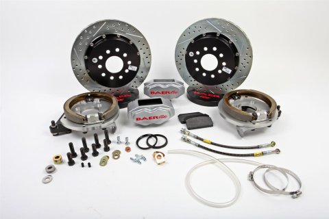 Baer Brakes SS4+ Disc Brake Systems for 1967-1969 CAMARO, FIREBIRD - 4302415S Kit, SS4+, Rear, Cross-drilled/Slotted Rotors, 4-piston Silver Powdercoated Calipers, Pontiac, Kit