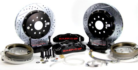 Baer Brakes Claw Pro+ Disc Brake Systems 4302249B Kit, Pro+, Rear, Cross-drilled/Slotted Rotors, 6-piston Black Powdercoated Calipers, GM, Kit