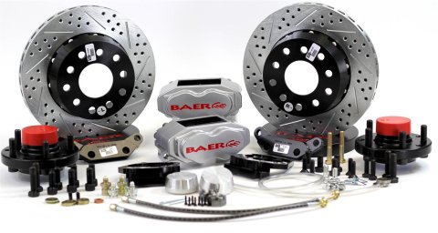 Baer Brakes SS4+ Disc Brake Systems 4261369S Kits, SS4 Plus, Front, Cross-drilled/Slotted Rotors, 4-piston Silver Powdercoat Calipers, Designed for Use with Wilwood Spindles, RWD, Kit
