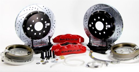 Baer Brakes Claw Pro+ Disc Brake Systems for 1988-1996 CORVETTE - 4302297R Kit, Pro+, Rear, Cross-drilled/Slotted Rotors, 6-piston Red Powdercoated Calipers, Chevy, Kit