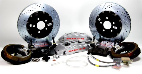 Baer Brakes Claw Extreme+ Disc Brake Systems 4302080S Kit, Extreme+, Rear, Cross-drilled/Slotted Rotors, 6-piston Silver Powdercoated Calipers, Cadillac, Chevy, Kit