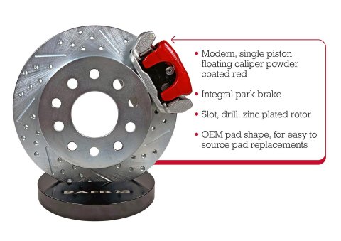Baer Brakes Classic Disc Brake Kits 4302519R Brakes, Rear, Series, 10.5 in. Cross-Drilled/Slotted Rotors, Red Calipers, Buick, Chevy, GMC, Oldsmobile, Pontiac, Kit