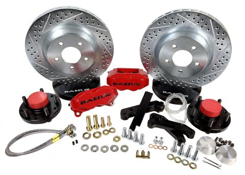 Baer Brakes SS4 Disc Brake Systems 4261418R Kit, SS4, Front, Cross-drilled/Slotted Rotors, 4-piston Red Powdercoated Calipers, Ford, Mercury, Kit