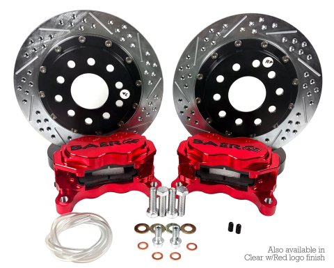 Baer Brakes SS4+ Deep Stage Drag Race Disc Brake Kits 4301454FR Kit, Stage, Front, 4-Piston Caliper, Fire Red Powdercoated, Drilled/Slotted, Chevrolet, Pontiac, Kit
