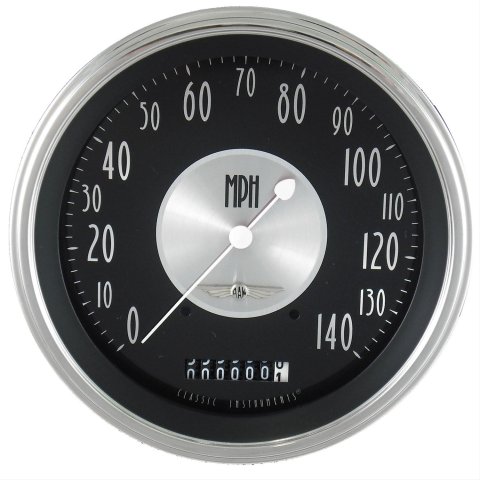 Classic Instruments All-American Tradition Series Speedometers AT56SLC Speedometer, Tradition, 5 in. Diameter, 0-140 mph, Analog, Electrical, Curved Face, Each