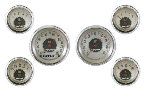 Classic Instruments All-American Nickel Series Gauge Sets AN01SHC Kit, Analog, Nickel, 6-Gauges, Electronic, Kit