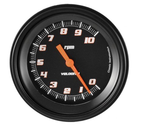 Classic Instruments Velocity Series Tachometers VS10BBLF Gauge, Velocity, Tachometer, 0-10,000 rpm, 3 3/8 in., In-dash, Black Face, Analog, Electronic, V8, Each