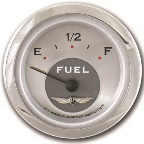 Classic Instruments All-American Series Gauges AW11SRC Gauge, Original Series, Fuel Level, Empty-Full, 2 1/8 in., Silver Face, Analog, Electrical, Each