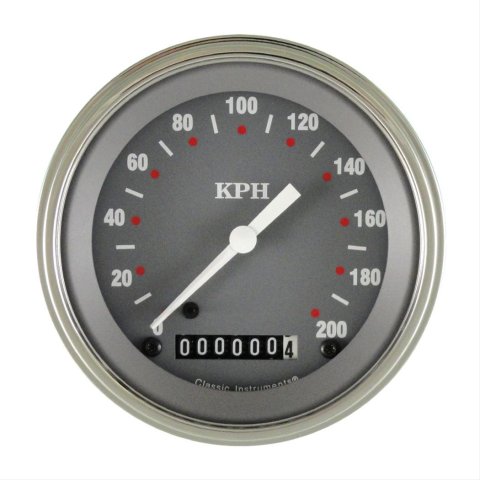 Classic Instruments SG Series Speedometers SG59SLF Speedometer, Series, 3 3/8 in. Diameter, 0-200 kph, Analog, Electrical, Flat Face, Each