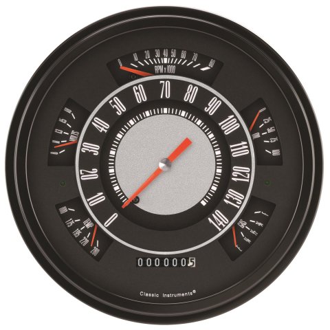 Classic Instruments 1966-77 Ford Bronco Package Gauge Sets FB66OE Kit, Analog, Black Face, White Numbers, Orange Pointer, Ford, Kit