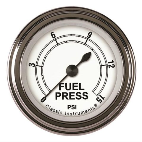 Classic Instruments White Series Gauges CW145SLF Fuel Pressure Gauge, CLASS WHITE 2" FUEL PRS 15psi ELEC, FULL SWEEP