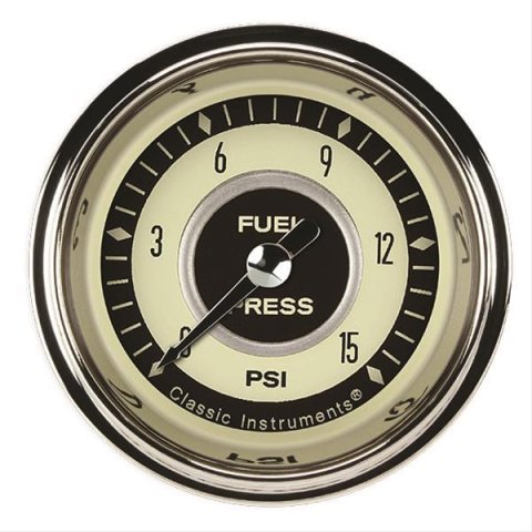 Classic Instruments Nostalgia VT Series Gauges NT145SHC Fuel Pressure Gauge, NOSTALGIA 2" FUEL PRS 15psi ELECT, FULL SWEEP