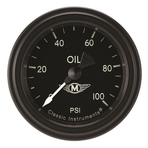 Classic Instruments Moal Bomber Series Gauges MA181BLF Oil Pressure Gauge, MOAL 2" OIL PRES 100psi FULL SWEEP