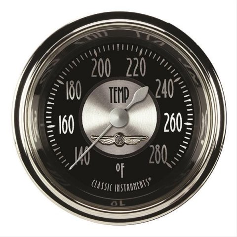 Classic Instruments All-American Tradition Series Gauges AT126SHC-04 Gauge, Analog, Series, Water Temp, 140-280 Degrees F, 2 1/8 in. Diameter, Black Face, Full Sweep, Each