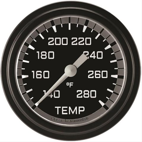 Classic Instruments Auto Cross Gray Series Gauges AX326GBLF-06 Gauge, Series, Water Temperature, 2 5/8 in., Black/Gray Face, Analog, Electrical, Each