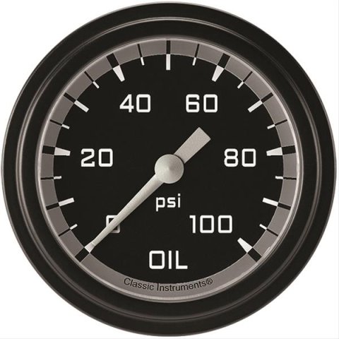 Classic Instruments Auto Cross Gray Series Gauges AX381GBLF Gauge, Series, Oil Pressure, 0-100 psi, 2 5/8 in., Low Step Bezel, Analog, Electrical, Each