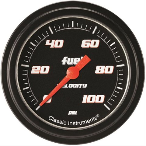 Classic Instruments Velocity Series Gauges VS346BBLF Gauge, Black Series, Fuel Pressure, 0-100 PSI, 2 5/8 in., Low Step Bezel, Analog, Electrical, Each