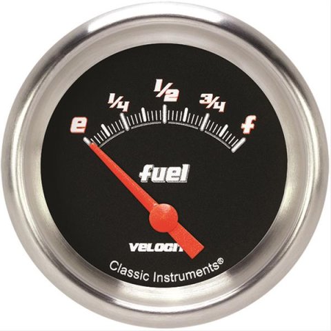 Classic Instruments Velocity Series Gauges VS211BAPF Gauge, Black Series, Fuel Level, Empty/Full, 75 Ohms/10 Ohms, 2 5/8 in., Performance Bezel, Analog, Electrical, Each