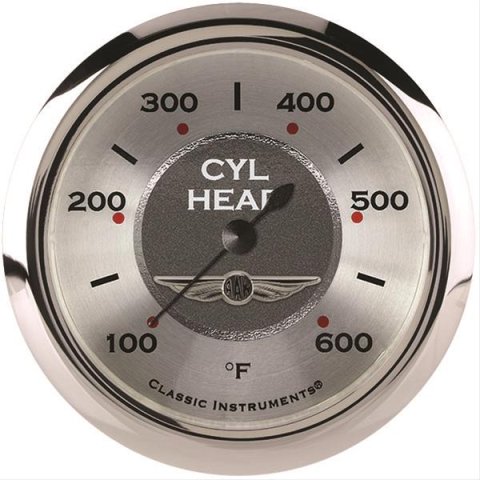 Classic Instruments All-American Series Gauges AW397SRC Gauge, Analog, Series, Cylinder Head Temp, 10-600 Degrees F, 2 5/8 in. Diameter, Silver Face, Full Sweep, Each